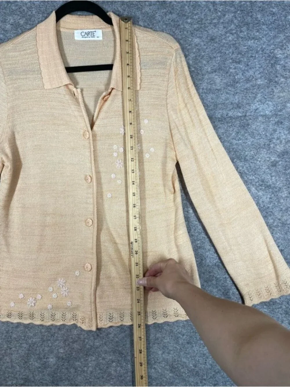 Vintage Carte Knit Cardigan Beige Floral Embroidered Sweater Coquette Festival